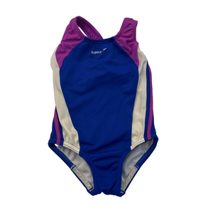 4/20$ Speedo Girls Blue and Purple One Piece Swimsuit Bathing Suit size 4